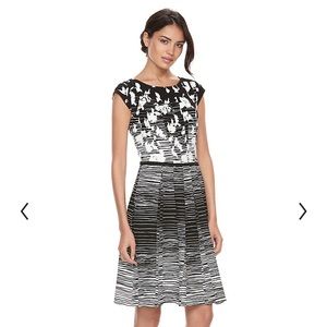 ELLE Abstract Floral Fit & Flare Dress